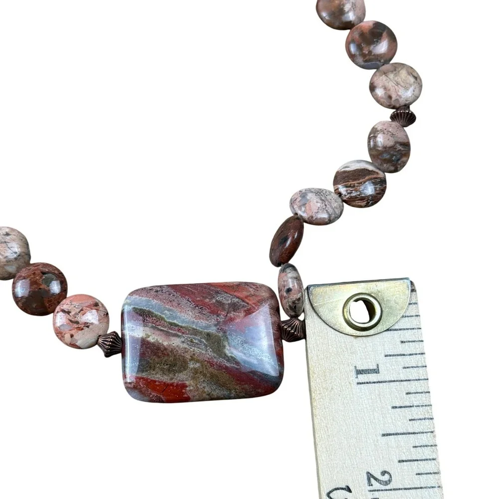 Handmade Red Jasper Statement Necklace‎ Copper Toggle Boho Earthy